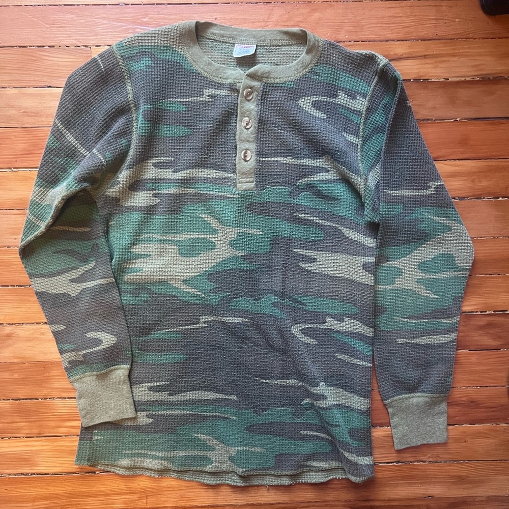 J.E. Morgan Camouflage Long Sleeve Henley Shirt